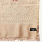Handmade Cashmere Beige Leaf Woolen Stole - Image 7