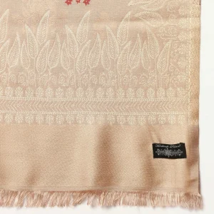 Handmade Cashmere Beige Leaf Woolen Stole - Image 7