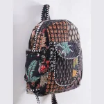 Handmade Quilted Patchwork Design Black School Bags - Image 4