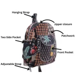 Handmade Quilted Patchwork Design Black School Bags - Image 8