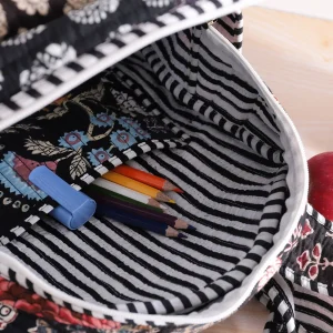 Handmade Quilted Patchwork Design Black School Bags - Image 6