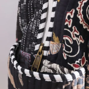Handmade Quilted Patchwork Design Black School Bags - Image 7