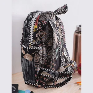 Handmade Quilted Patchwork Design Black School Bags - Image 5