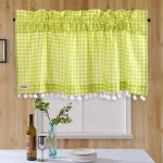 Home Decor Green Checked Print Curtain