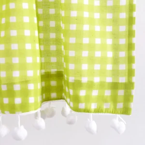 Home Decor Green Checked Print Curtain - Image 3