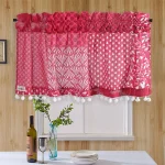 Home Window Decor Half Curtain Magenta Patchwork Print
