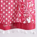 Home Window Decor Half Curtain Magenta Patchwork Print - Image 4