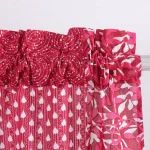 Home Window Decor Half Curtain Magenta Patchwork Print - Image 5