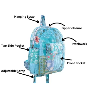 Indian Handmade Premium Cotton Bag Turquoise Patchwork Bag - Image 9