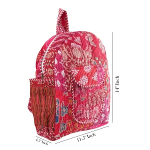 Kids Red Backpack Patchwork Quilted Cotton Bag - Image 8