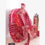 Kids Red Backpack Patchwork Quilted Cotton Bag - Image 6