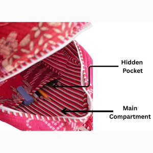 Kids Red Backpack Patchwork Quilted Cotton Bag - Image 10