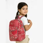 Kids Red Backpack Patchwork Quilted Cotton Bag - Image 2