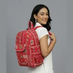 Kids Red Backpack Patchwork Quilted Cotton Bag