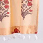 Kitchen Window Peach Floral Curtain With Rod Pocket - Image 3