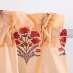 Kitchen Window Peach Floral Curtain With Rod Pocket - Image 5