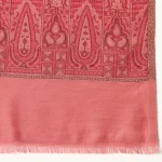 luxury Pink Leaf Design Stylish Wool Shawl - Image 7