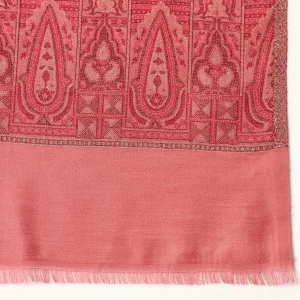 luxury Pink Leaf Design Stylish Wool Shawl - Image 7