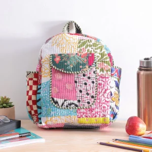 Multi Patchwork Quilted School Bag Used For Kids & Women - Image 3