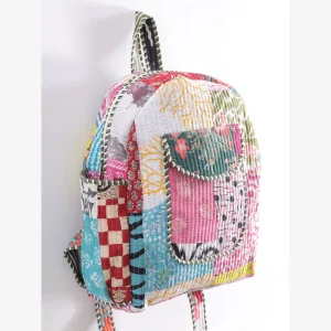 Multi Patchwork Quilted School Bag Used For Kids & Women - Image 4