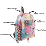 Multi Patchwork Quilted School Bag Used For Kids & Women - Image 10