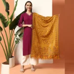 Pashmina Cashmere Paisley Stole Mustard Paisley - Image 3