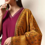Pashmina Cashmere Paisley Stole Mustard Paisley - Image 5
