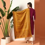 Pashmina Cashmere Paisley Stole Mustard Paisley - Image 6