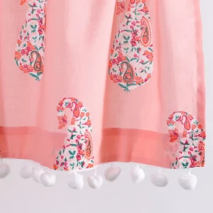 Pink Paisley Printed Soft Cotton Curtain - Image 5