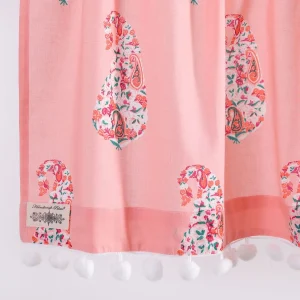 Pink Paisley Printed Soft Cotton Curtain - Image 3