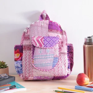 Purple Casual School Backpack Washed Fabric Zipper Travel Bag - Image 3