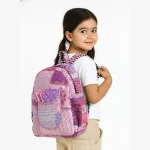 Purple Casual School Backpack Washed Fabric Zipper Travel Bag - Image 2