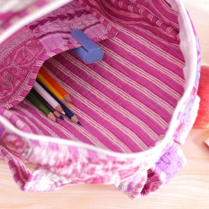 Purple Casual School Backpack Washed Fabric Zipper Travel Bag - Image 7
