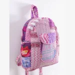 Purple Casual School Backpack Washed Fabric Zipper Travel Bag - Image 4