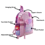 Purple Casual School Backpack Washed Fabric Zipper Travel Bag - Image 9
