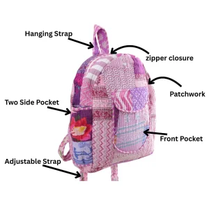 Purple Casual School Backpack Washed Fabric Zipper Travel Bag - Image 9