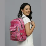 Purple Casual School Backpack Washed Fabric Zipper Travel Bag