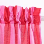 Red & Pink Striped Print Window Half Curtain - Image 3
