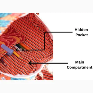 School Backpack Washed Cotton Bag Orange Patchwork Quilted Bag - Image 9