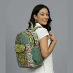 Unisex Fabric School Bag Green Patchwork Quilted Bag