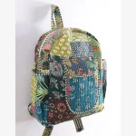 Unisex Fabric School Bag Green Patchwork Quilted Bag - Image 5