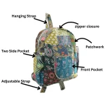 Unisex Fabric School Bag Green Patchwork Quilted Bag - Image 9