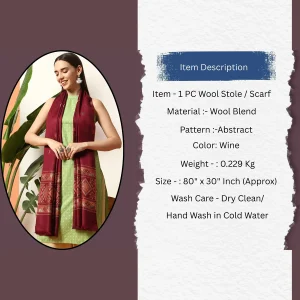 Wine Abstract Stole Women's Woolen scarf - Image 8