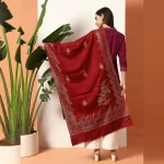 Women Gift For Wedding Maroon Leaf Stole - Image 6