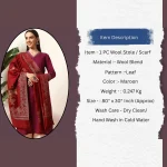 Women Gift For Wedding Maroon Leaf Stole - Image 8