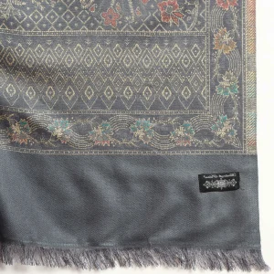 Women Grey Paisley Design Wool Blend Shawl - Image 7