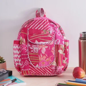 Women's College and Travel Pink Patchwork Bag - Image 3