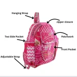 Women's College and Travel Pink Patchwork Bag - Image 10