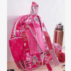 Women's College and Travel Pink Patchwork Bag - Image 5