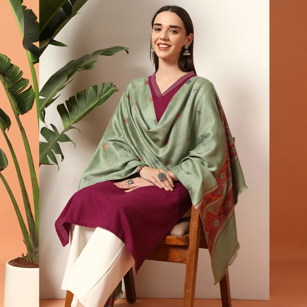 womens-party-wear-green-abstract-woolen-stole WWS-507 (5)